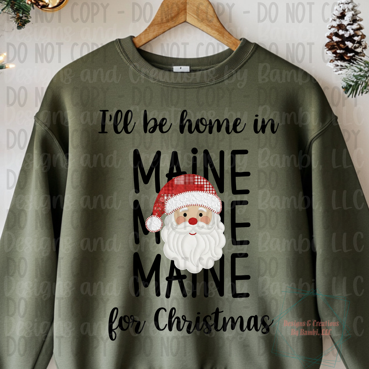 I'll Be Home in States Santa Face with Black Font Digital Bundle