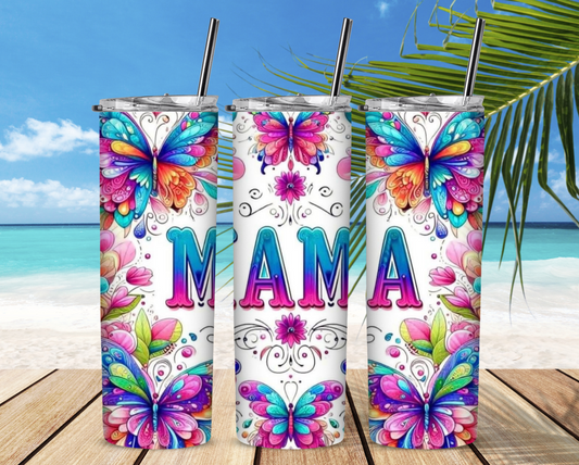 Mama And Butterflies 20 oz Skinny Sublimation Tumbler