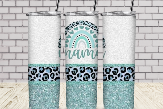 Mama and Turquoise Glitter 20 oz Skinny Sublimation Tumbler