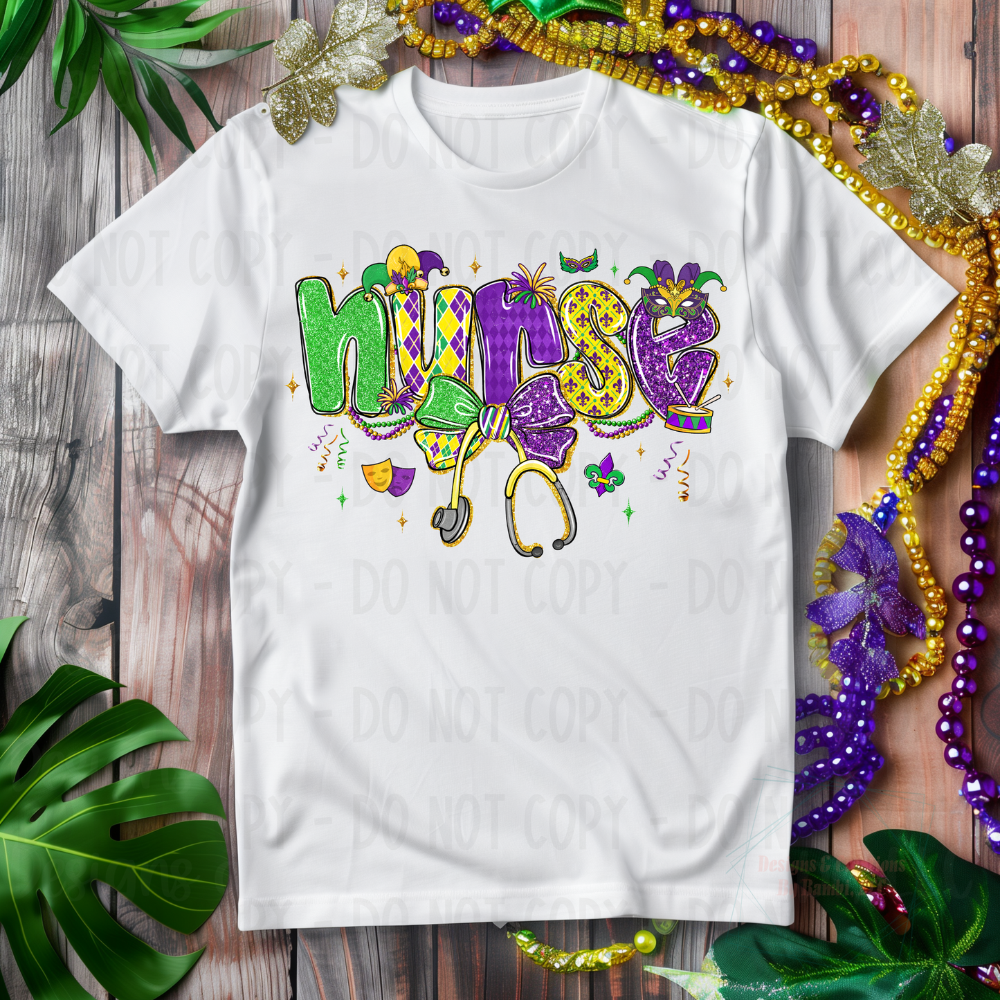 Mardi Gras Nurse with Stethoscope