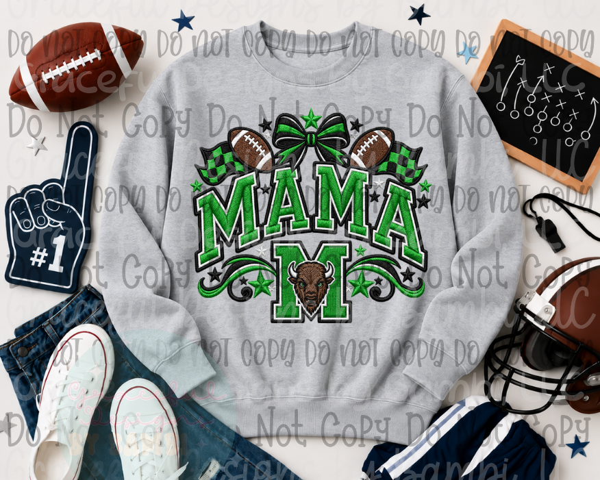 Faux Embroidery Football Mama Team Mascot Collection