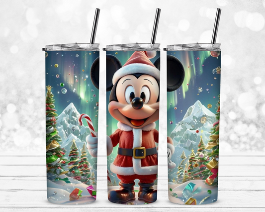 Mickey and The Northern Lights Christmas 20 oz Skinny Sublimation Tumbler