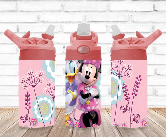 Minnie and Daisy with Floral Background 12oz Flip Top Sublimation Tumbler
