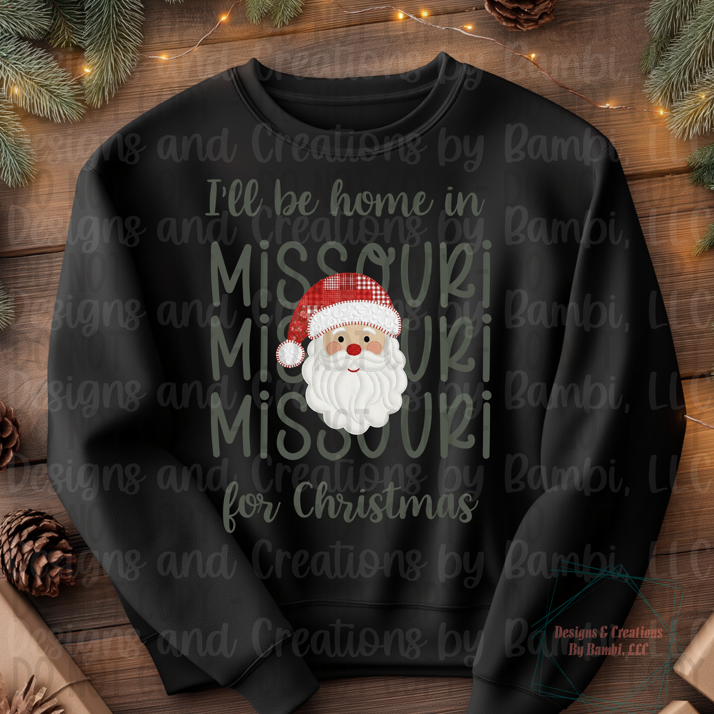 I'll Be Home in States Santa Face with Sage Green Font Digital Bundle