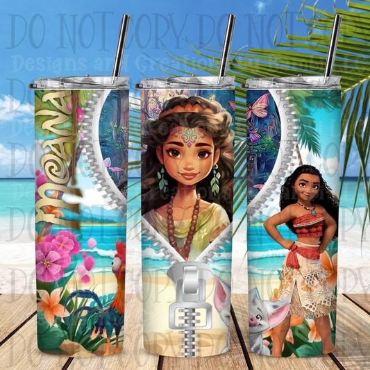 Moana Zipper 20 oz Skinny Sublimation Tumbler
