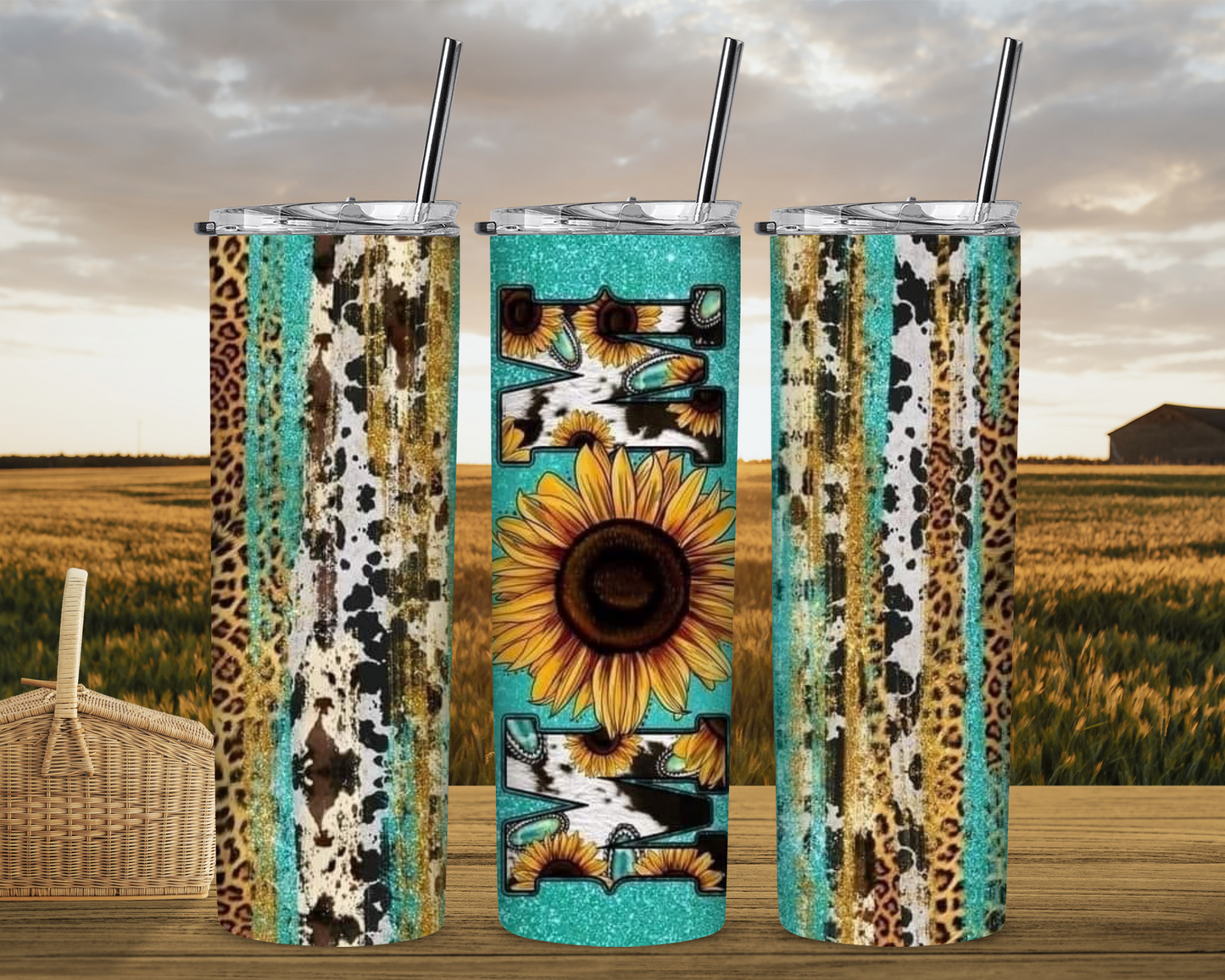 Mom with Sunflower 20 oz Skinny Sublimation Tumbler