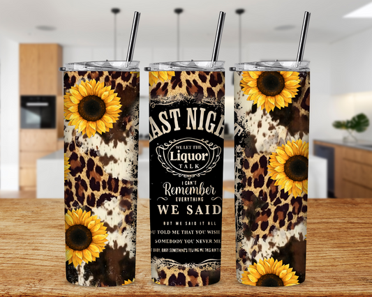 Morgan Wallen Last Night 20 oz Skinny Sublimation Tumbler