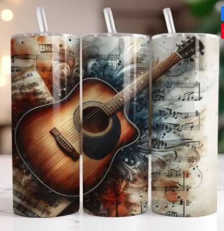 Musical Guitar 20 oz Skinny Sublimation Tumbler