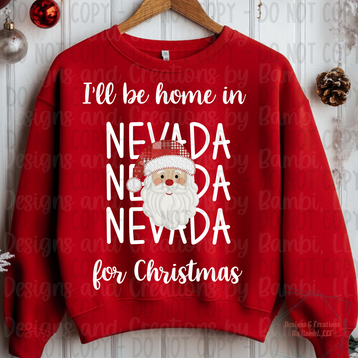I'll Be Home in States Santa Face with White Font Digital Bundle