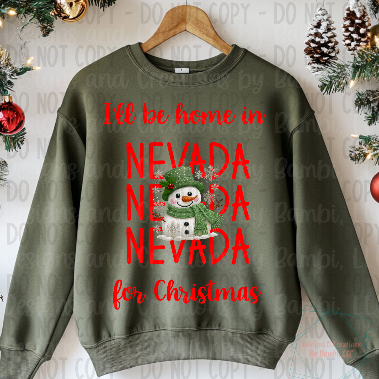 I'll Be Home In States Sage Snowman with Red Font Digital Bundle