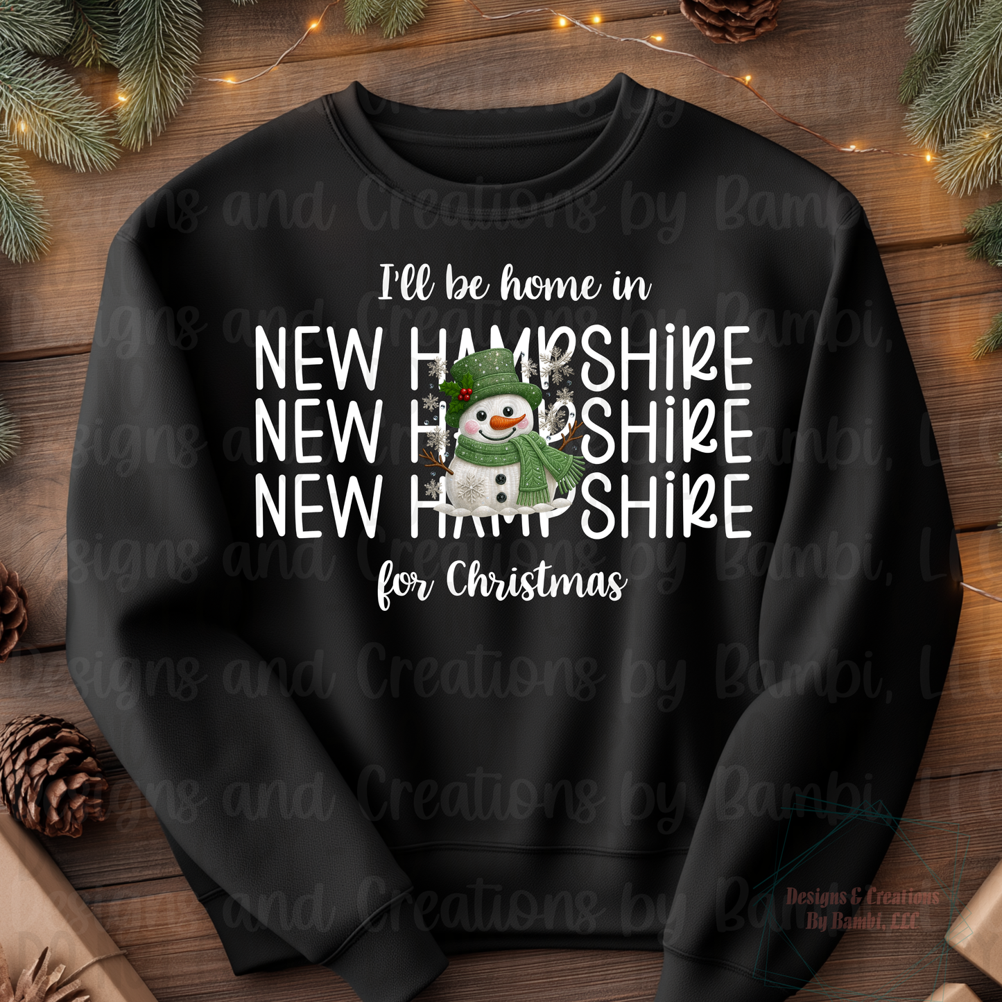 I'll Be Home in States Sage Snowman with White Font Collection