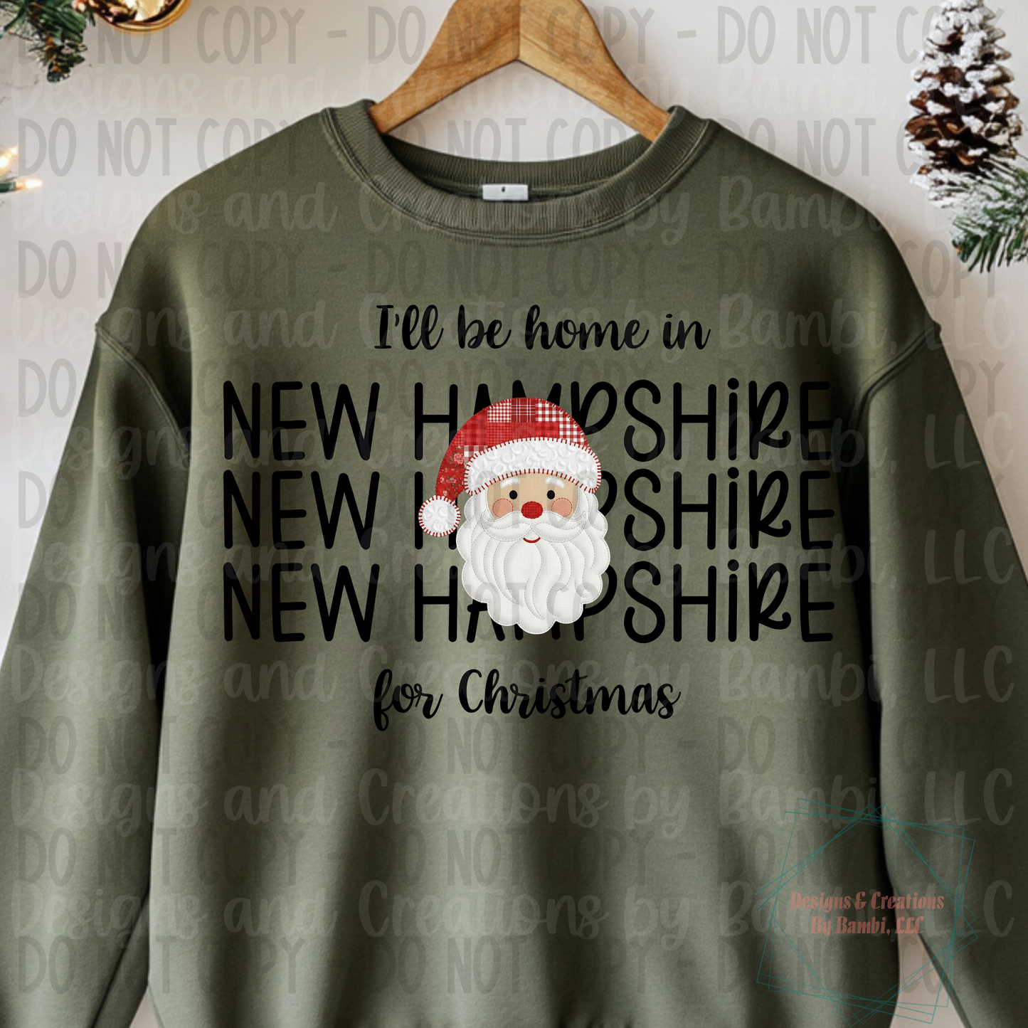 I'll Be Home in States Santa Face with Black Font Digital Bundle