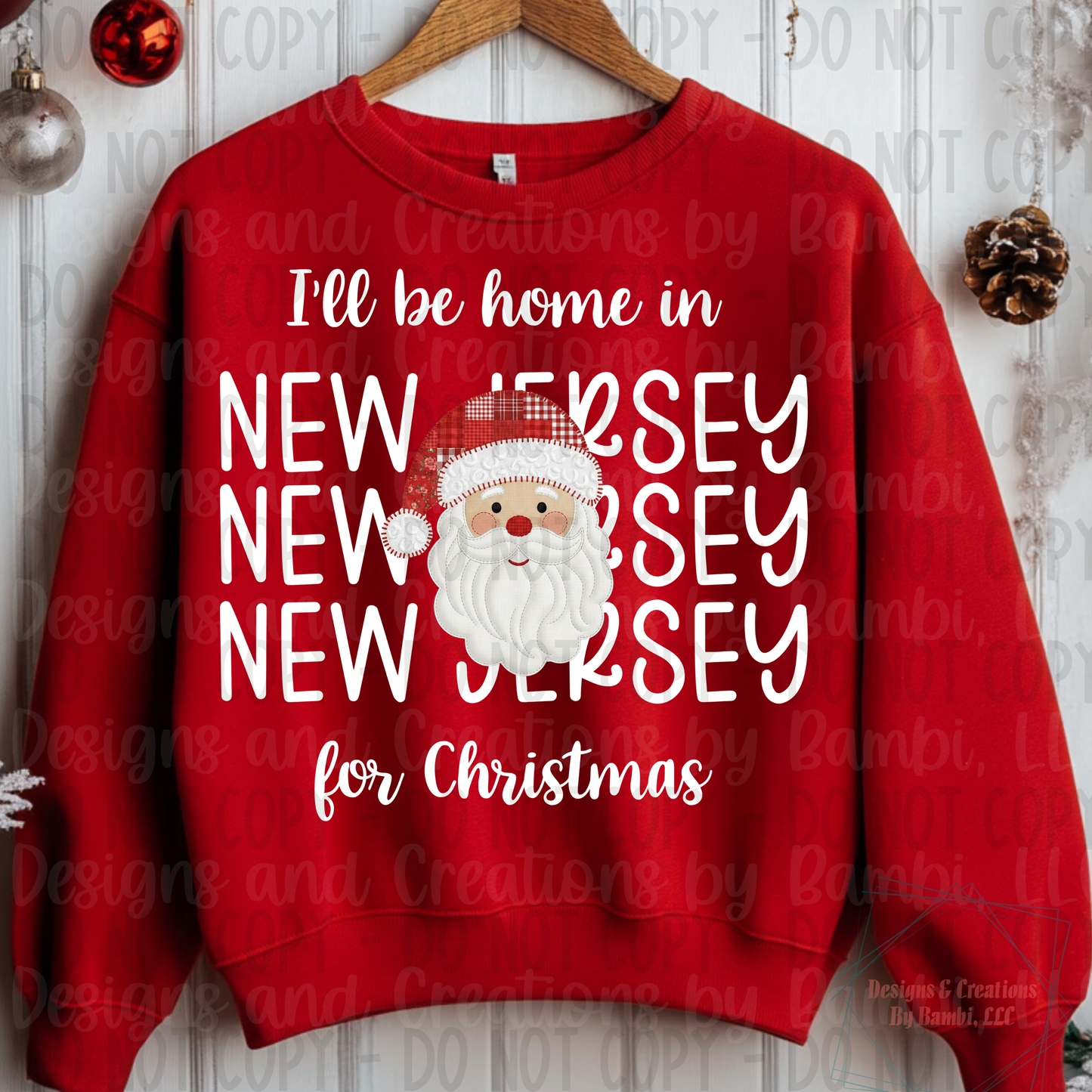 I'll Be Home in States Santa Face with White Font Digital Bundle