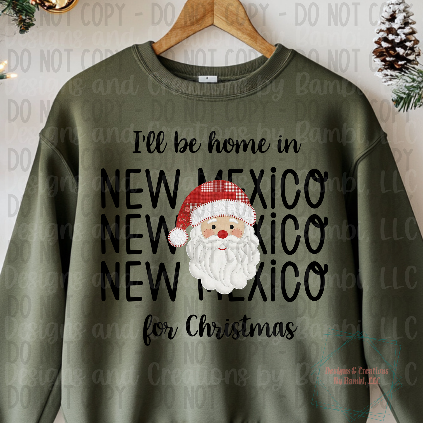 I'll Be Home in States Santa Face with Black Font Collection