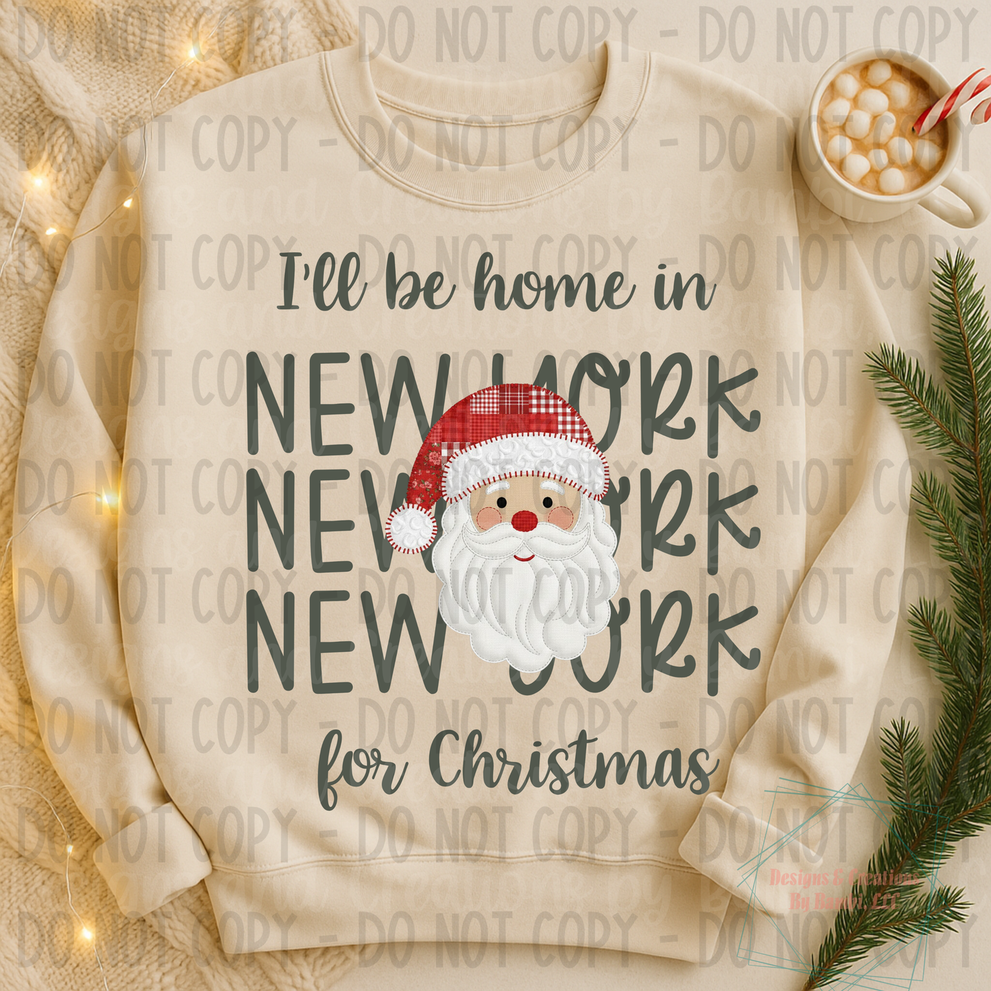 I'll Be Home in States Santa Face with Sage Green Font Digital Bundle