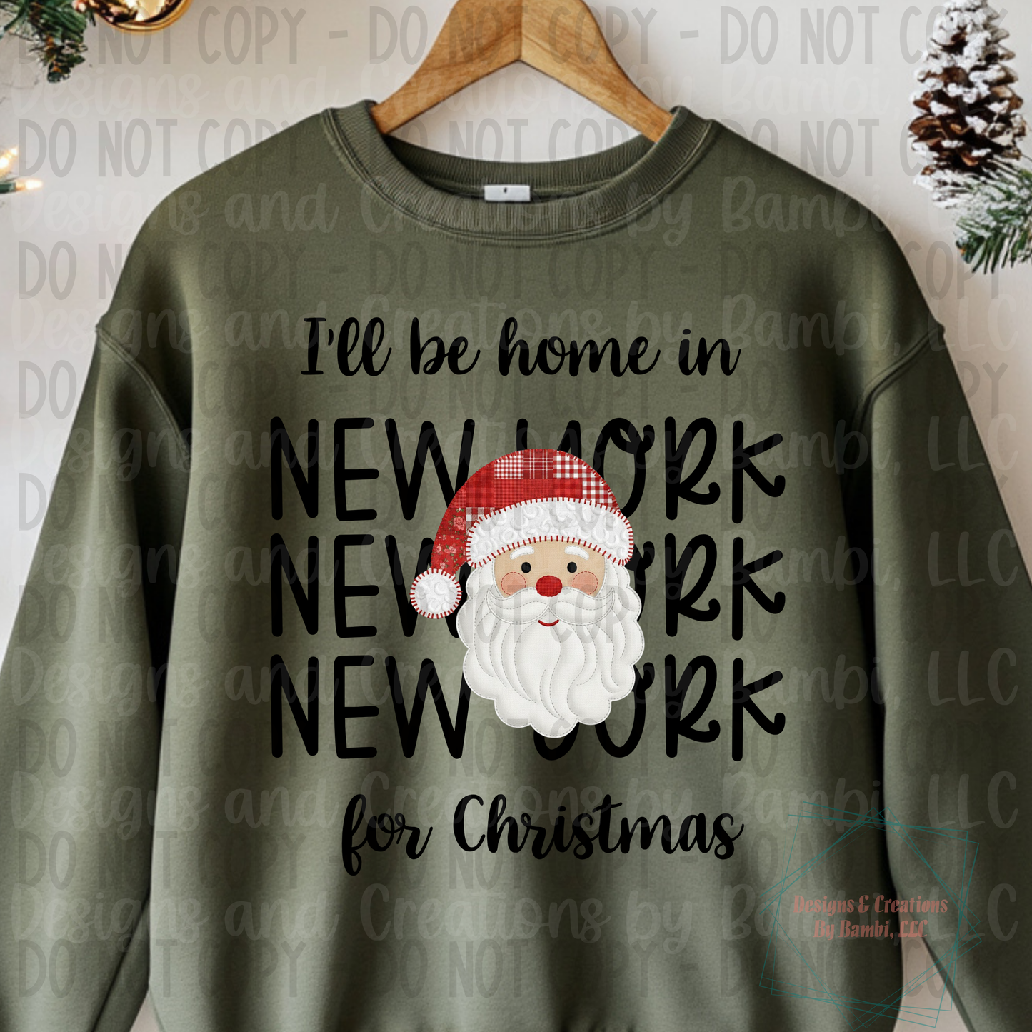 I'll Be Home in States Santa Face with Black Font Collection