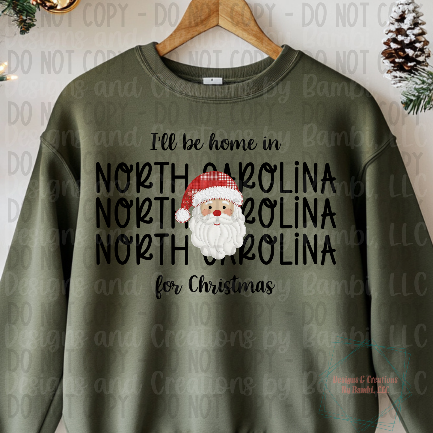 I'll Be Home in States Santa Face with Black Font Collection