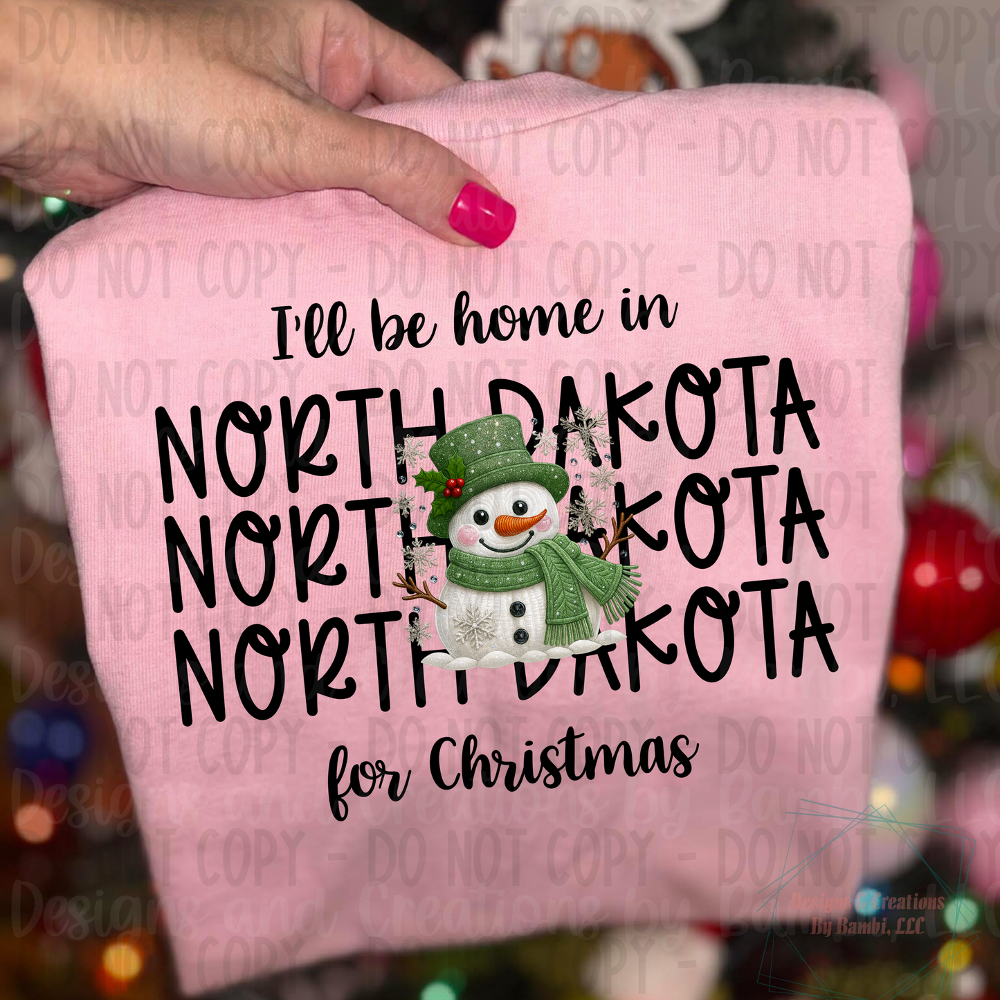 I'll Be Home in States Sage Snowman with Black Font Collection