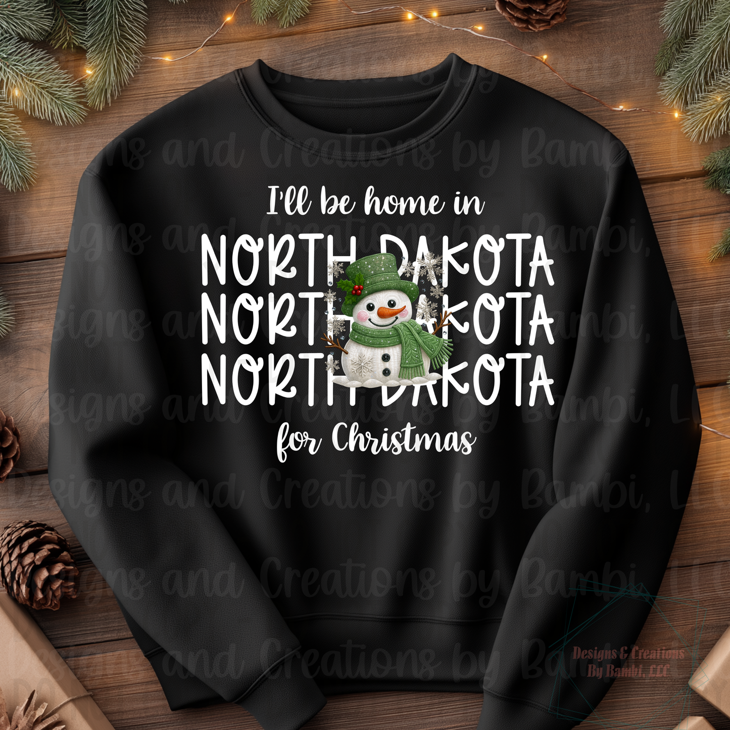 I'll Be Home in States Sage Snowman with White Font Collection