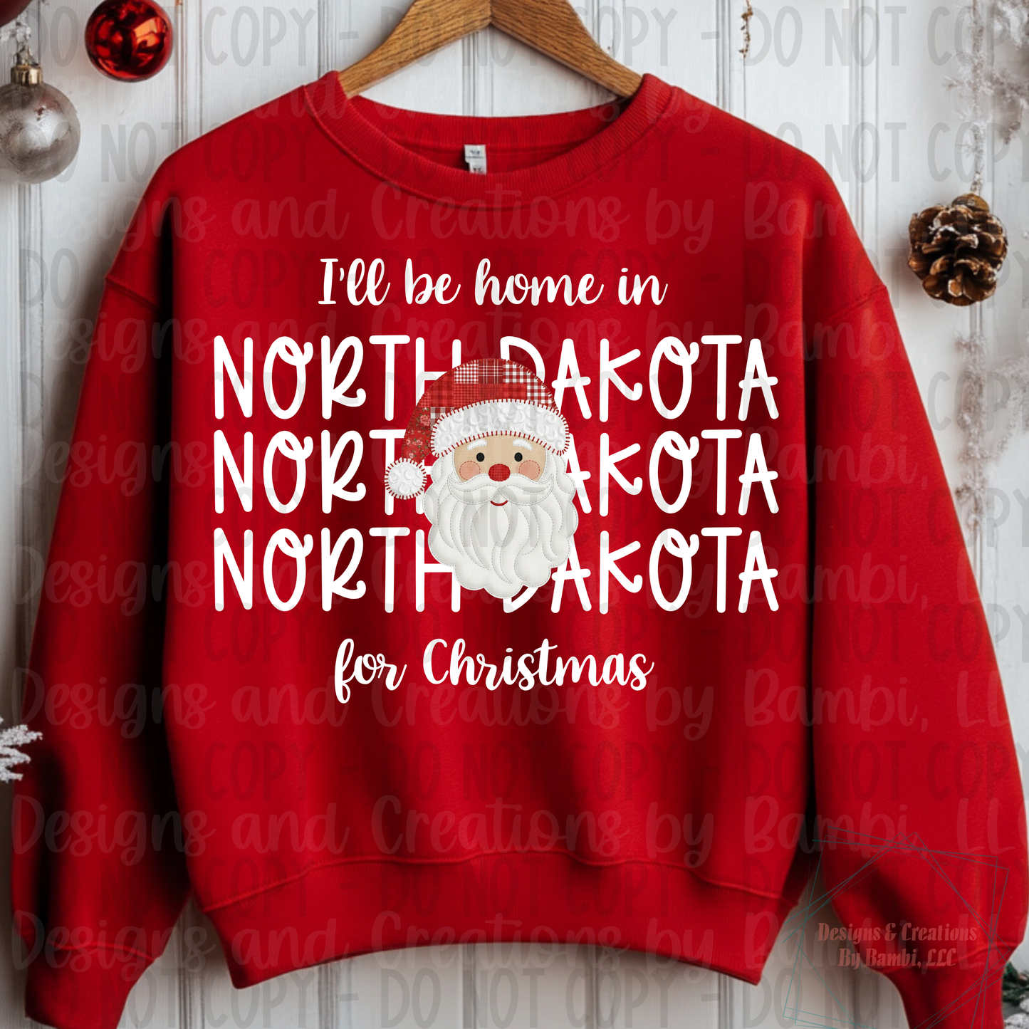 I'll Be Home in States Santa Face with White Font Digital Bundle