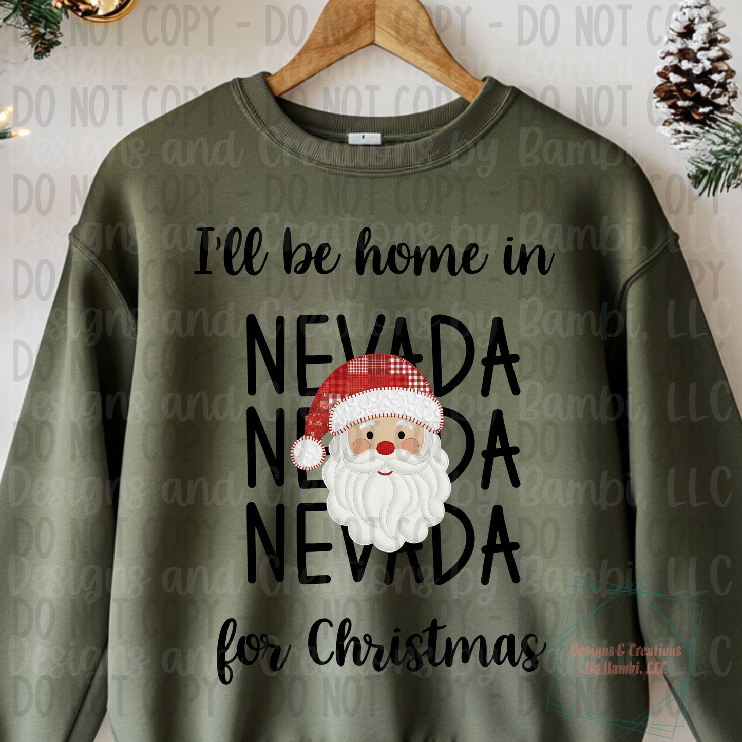 I'll Be Home in States Santa Face with Black Font Digital Bundle