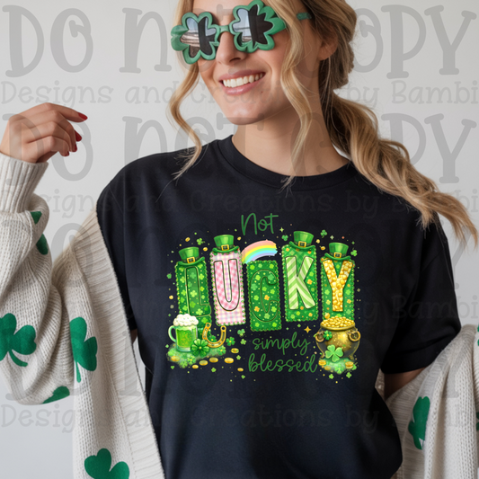 Not Lucky Simply Blessed Coquette Green
