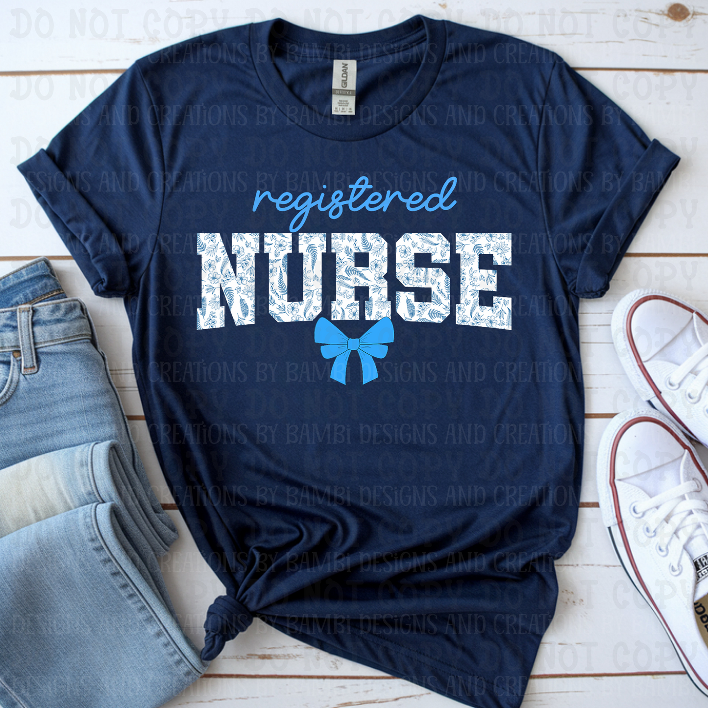 Blue Coquette Registered Nurse with Bow