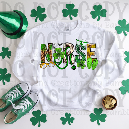Nurse St. Patrick's Day with Glasses and Crocs