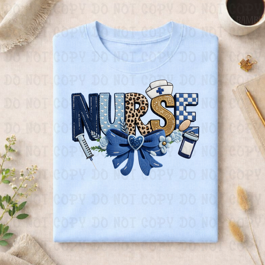 Nurse in Blue with Leopard