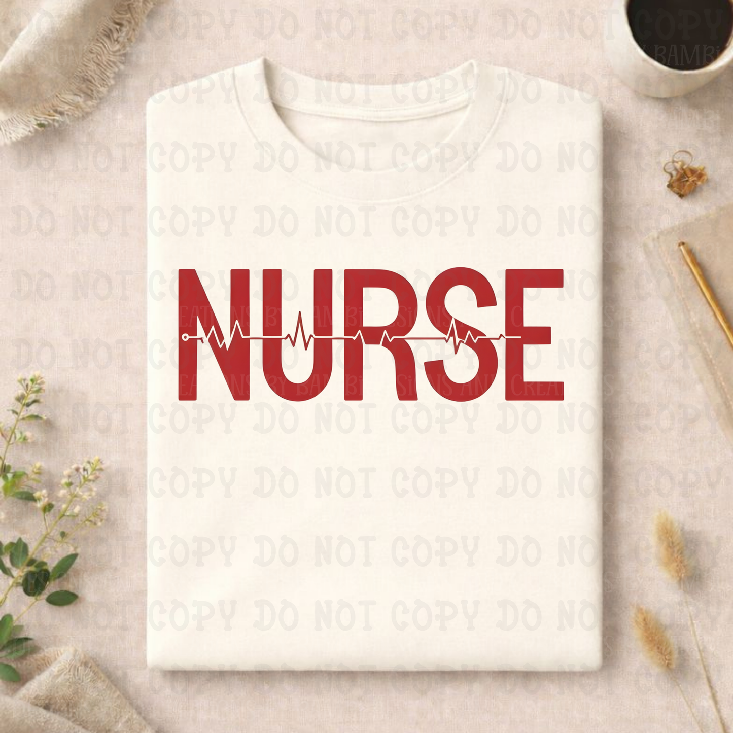 Nurse in Red Font with Heartbeat