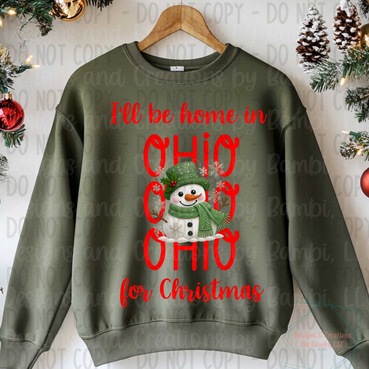 I'll Be Home In States Sage Snowman with Red Font Digital Bundle