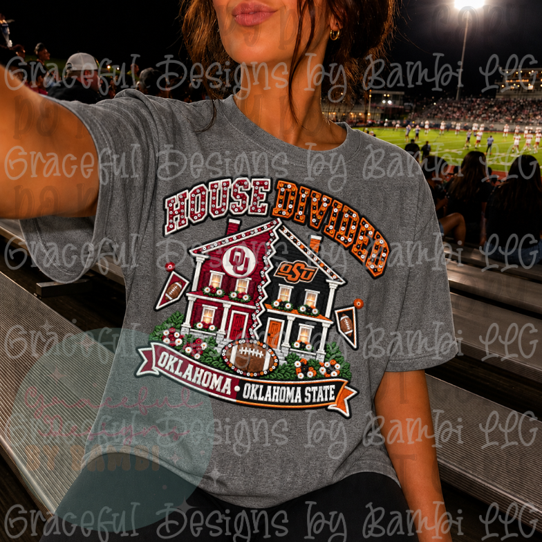 Faux Embroidery House Divided Football Collection