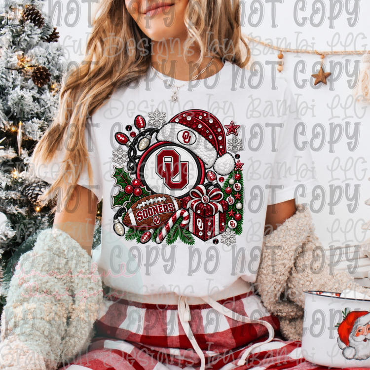 Faux Embroidery/Sequin Christmas Football Collection