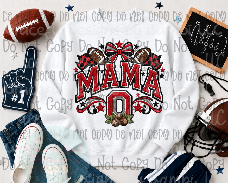 Faux Embroidery Football Mama Team Mascot Collection