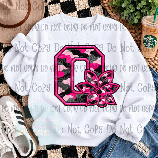 Faux Embroidered Pink Camo Mascot Football Collection Version 1