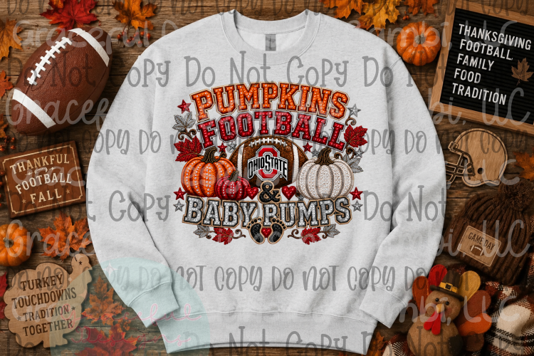 Faux Embroidery/Sequin Fall Football and Baby Bumps Collection