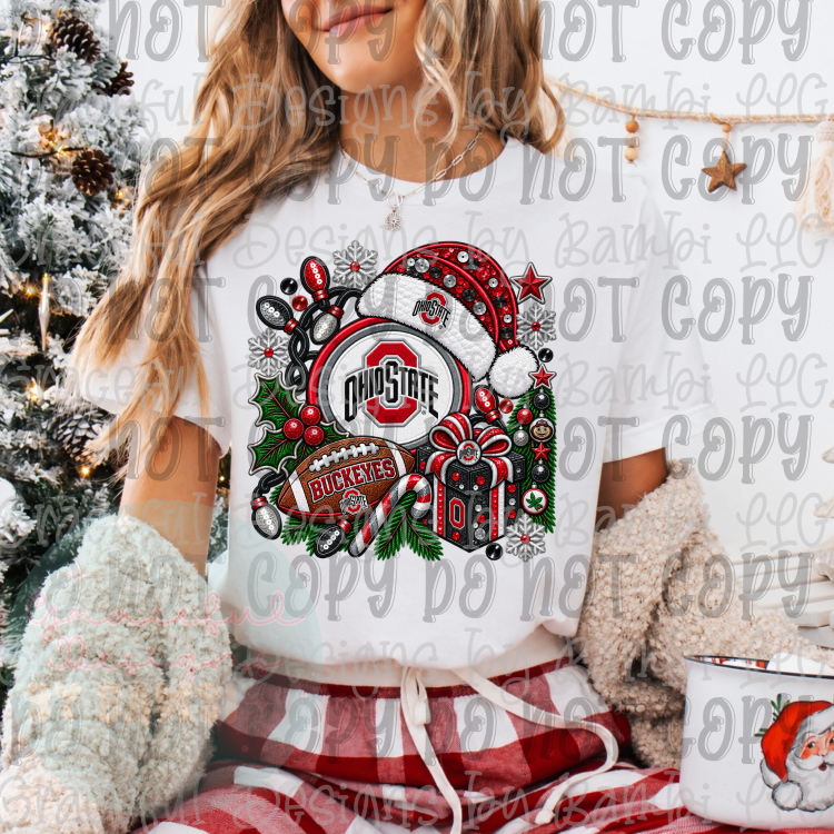 Faux Embroidery/Sequin Christmas Football Collection