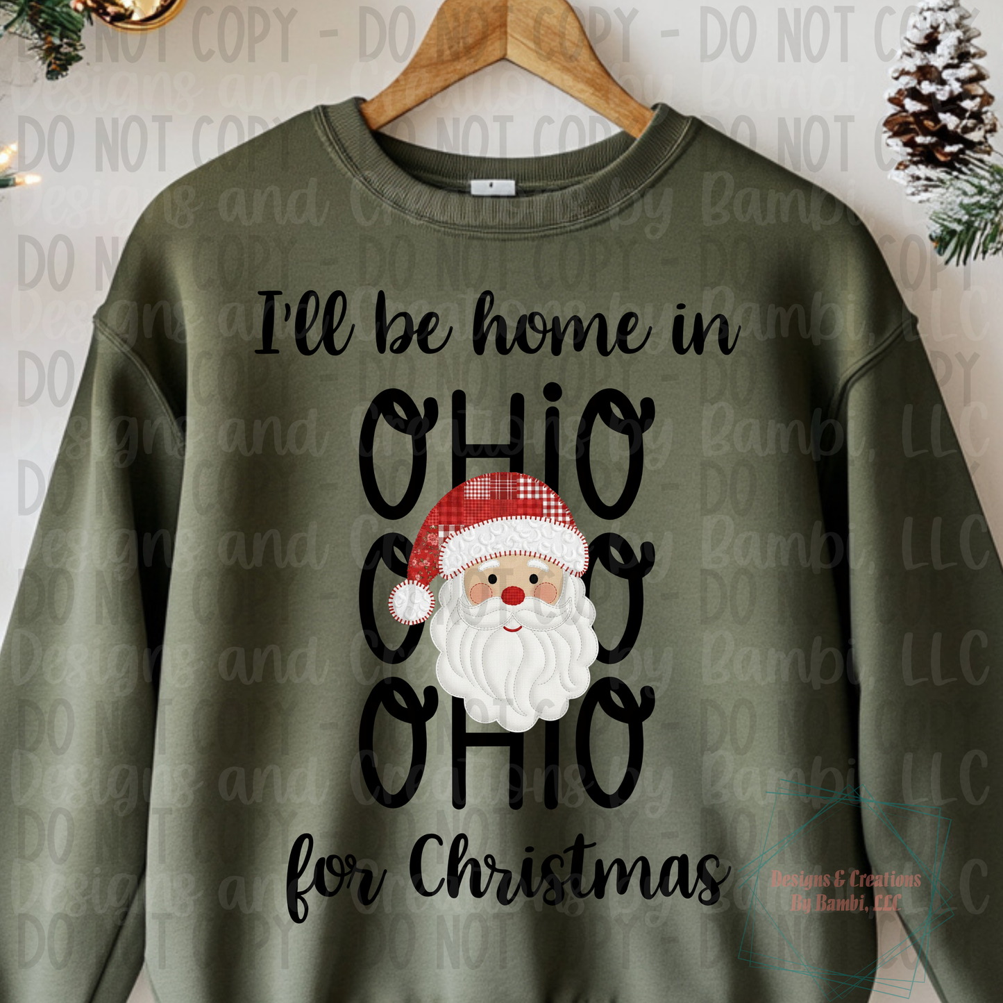I'll Be Home in States Santa Face with Black Font Collection