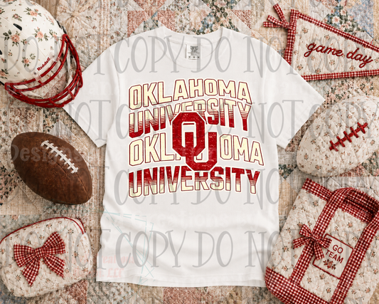 Oklahoma University in Distressed Font