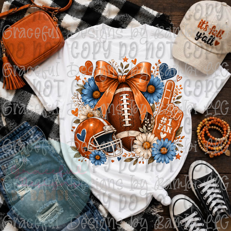 Orange and Blue Floral Football