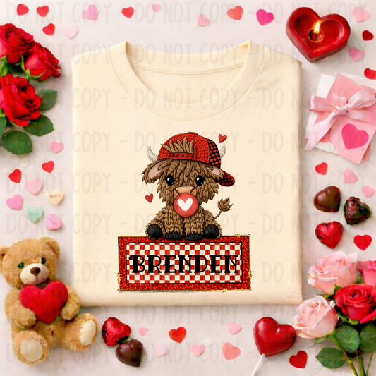 Personalized Faux Yarn Valentine Highland Cow Collection