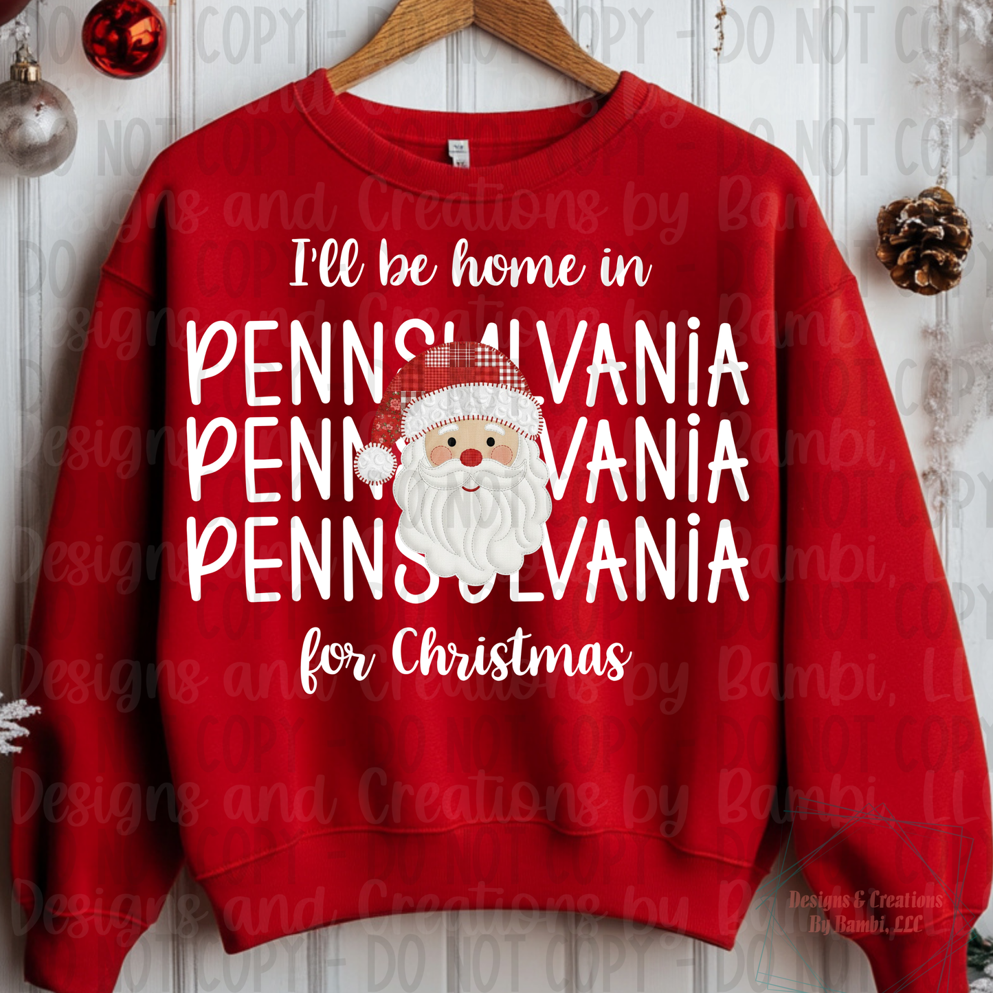 I'll Be Home in States Santa Face with White Font Digital Bundle