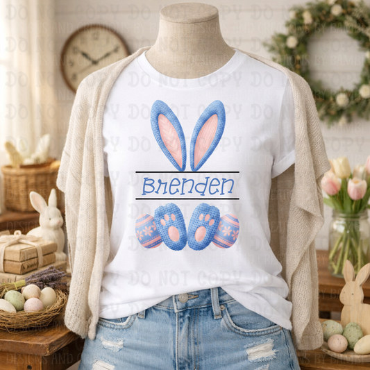 Faux Yarn Blue Bunny Personalized with Love You Forever Font