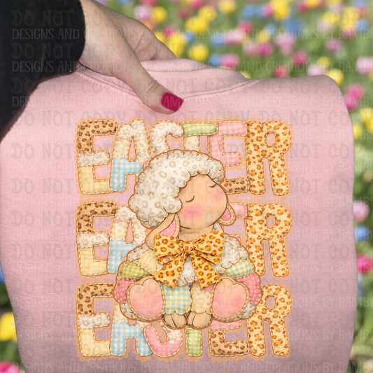 Faux Yarn Preppy Easter Jesus Patchwork