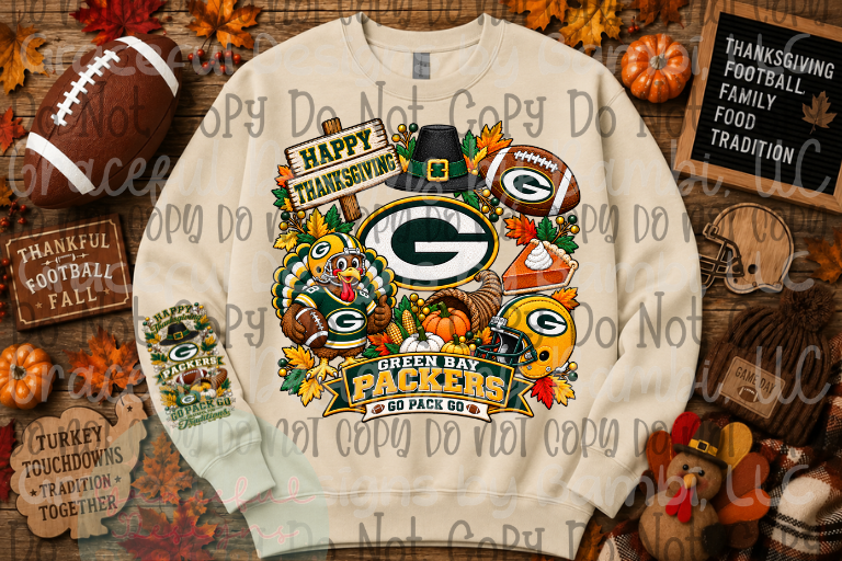 Faux Embroidery Thanksgiving Football Collection (Front/Sleeve)