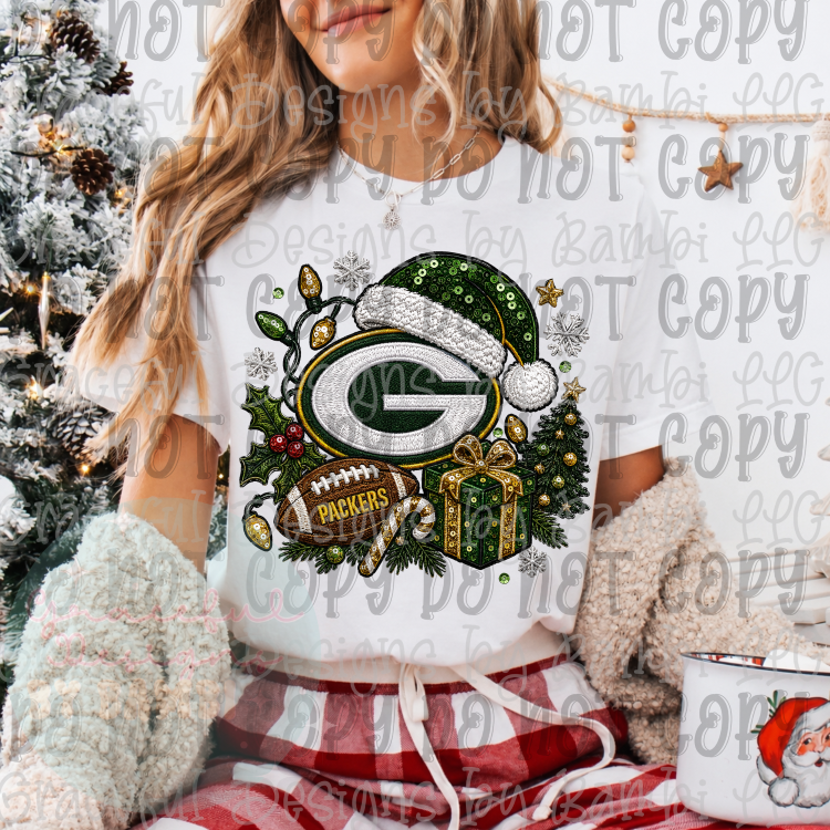 Faux Embroidery/Sequin Christmas Football Collection