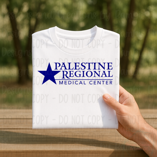 Palestine Regional Medical Center in Bright Navy Font