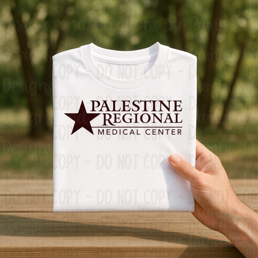 Palestine Regional Medical Center in Deep Maroon Font