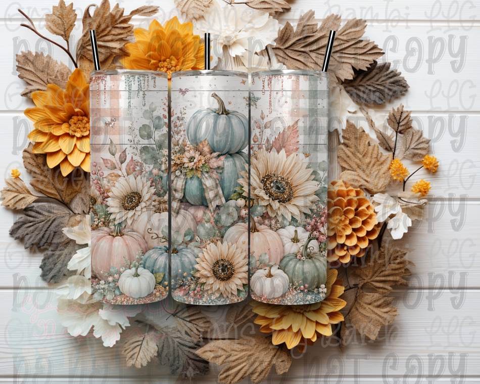 Pastel Fall Pumpkins 20oz Skinny Sublimation Tumbler