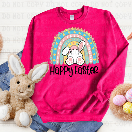 Pastel Rainbow with Happy Easter Bunny